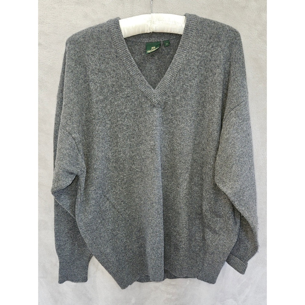 Nordstrom Mens XL V-Neck Sweater 100% Lambswool Heather Grey Heavyweight Knit